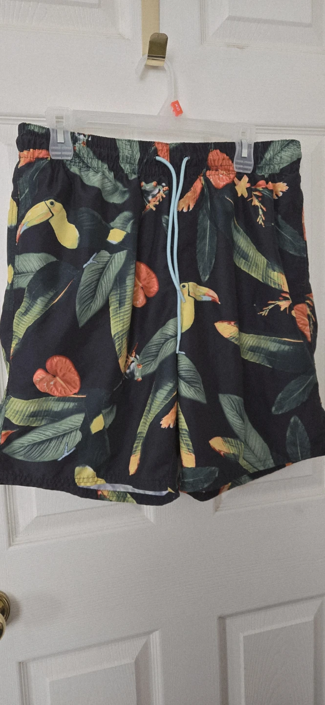 Men's Swim Trunks - Tropical Toucan & Frog Print