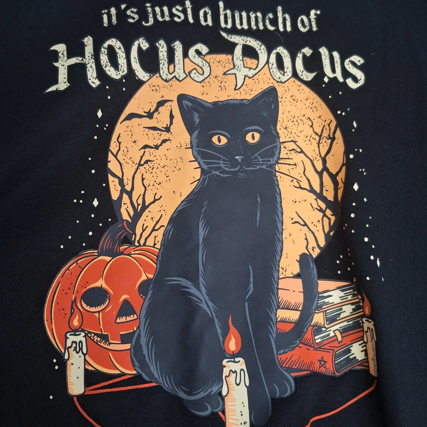 Black Hocus Pocus Cat Halloween Sweatshirt 2XL - photo 3