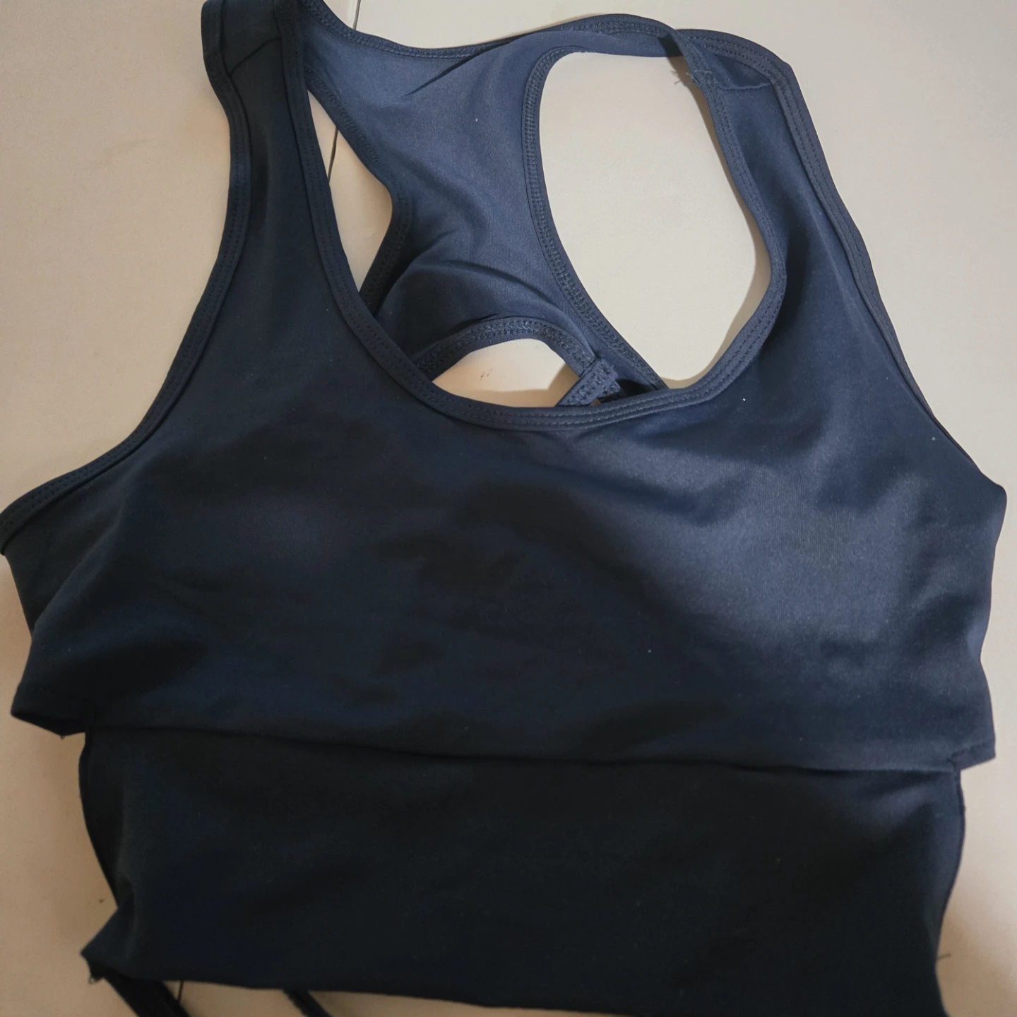 Women's Dark Blue Sports Bra with "ENJOY" Logo