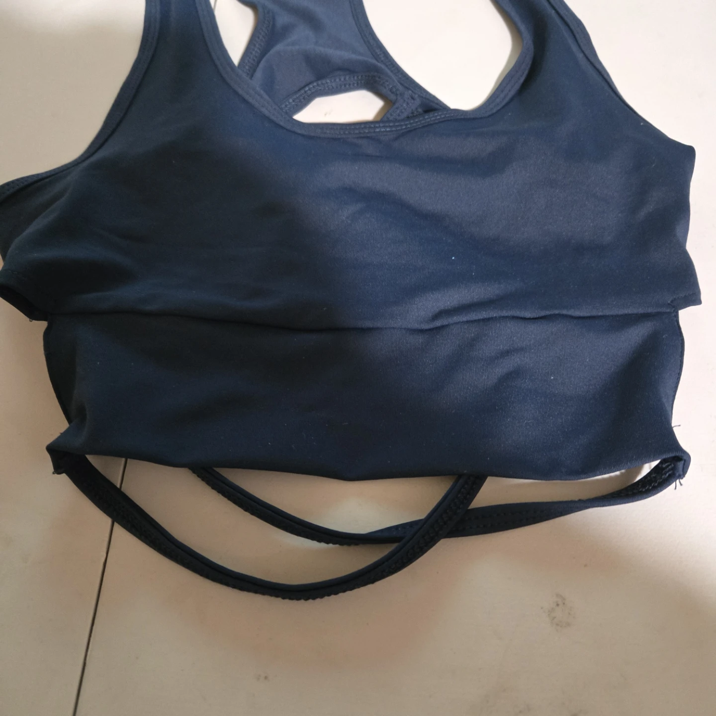 Women's Dark Blue Sports Bra with "ENJOY" Logo - photo 3