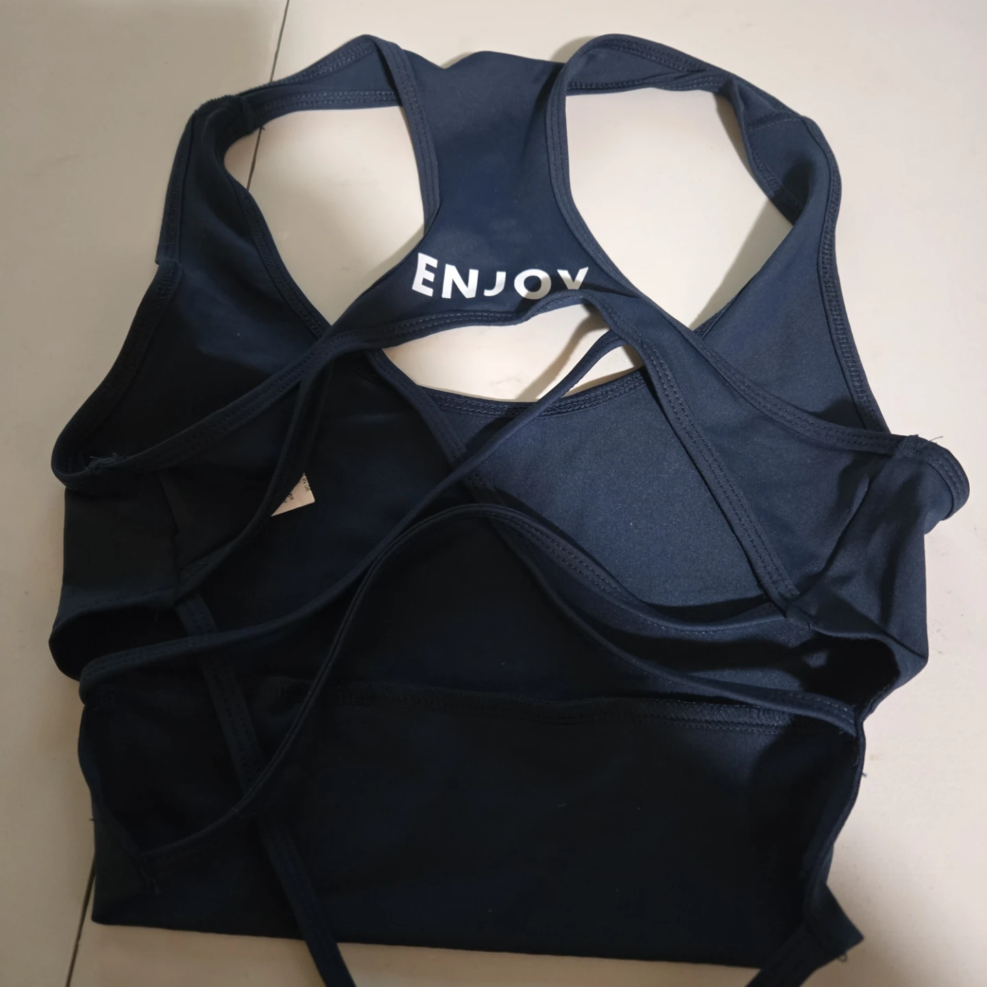 Women's Dark Blue Sports Bra with "ENJOY" Logo - photo 4