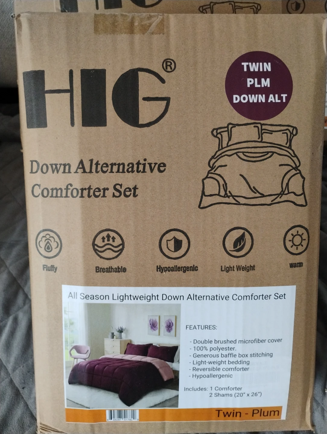 HIG Down Alternative Comforter Set - Twin Plum - photo 2