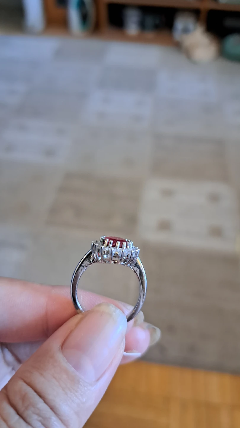 Silver-tone Ring with Red Oval Gemstone - photo 2