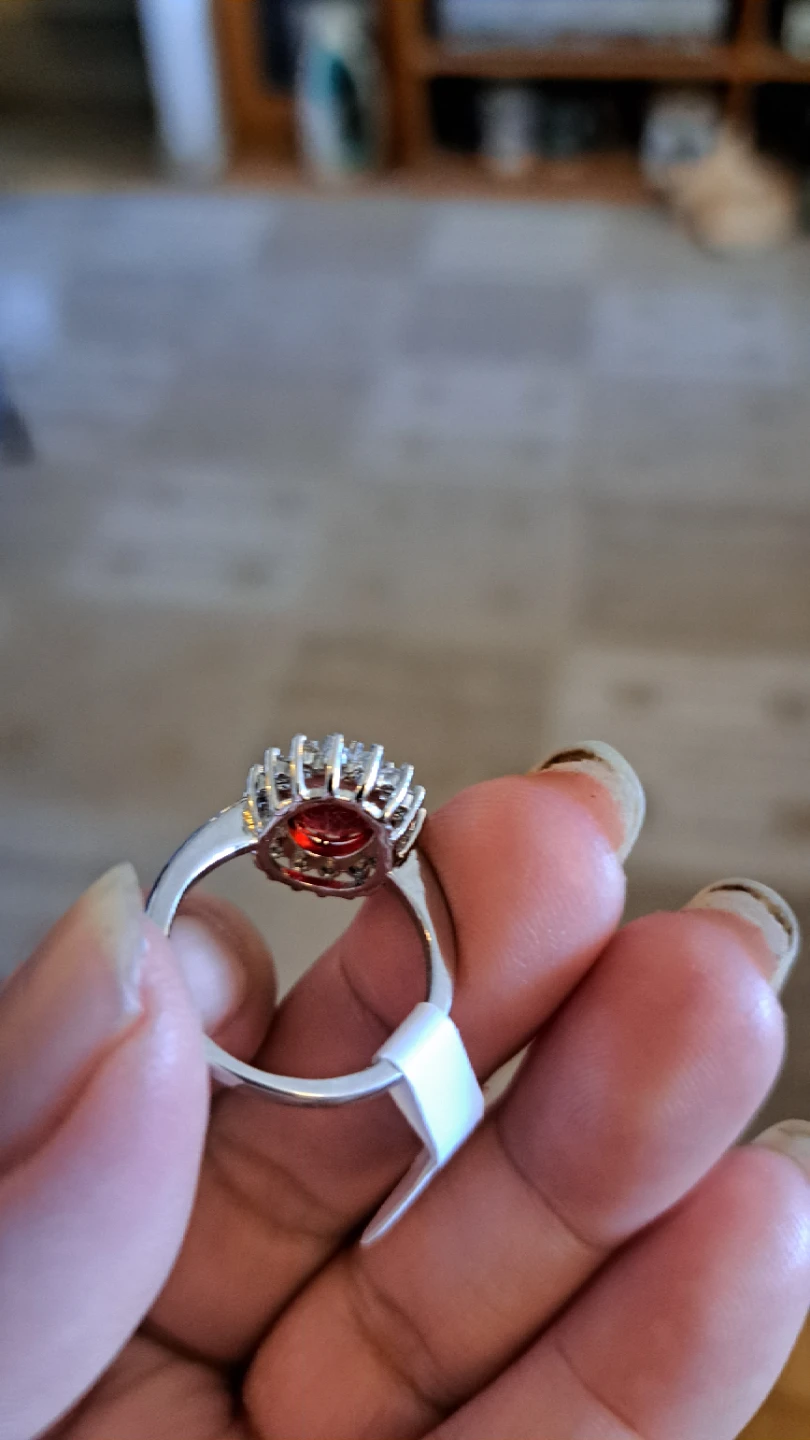 Silver-tone Ring with Red Oval Gemstone - photo 3