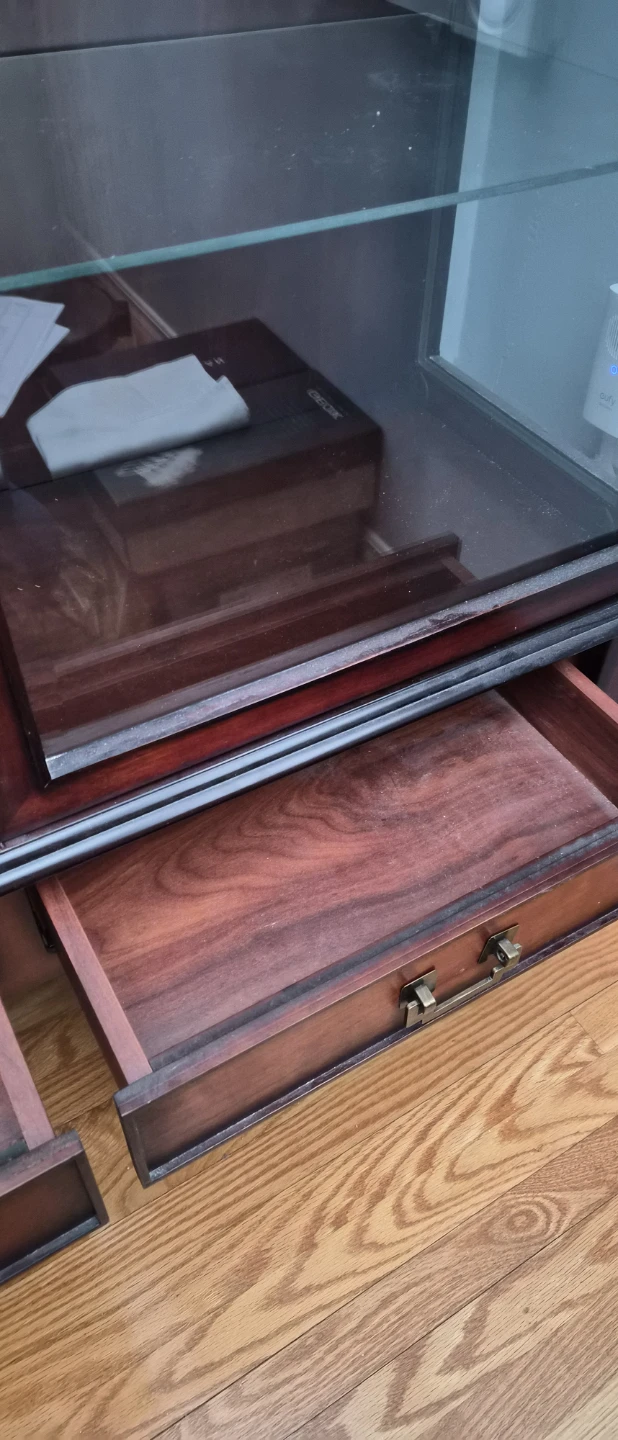 Wooden China Cabinet with Glass Doors and Drawers - photo 5