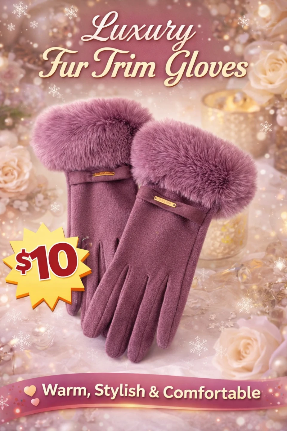 Luxury Fur Trim Gloves