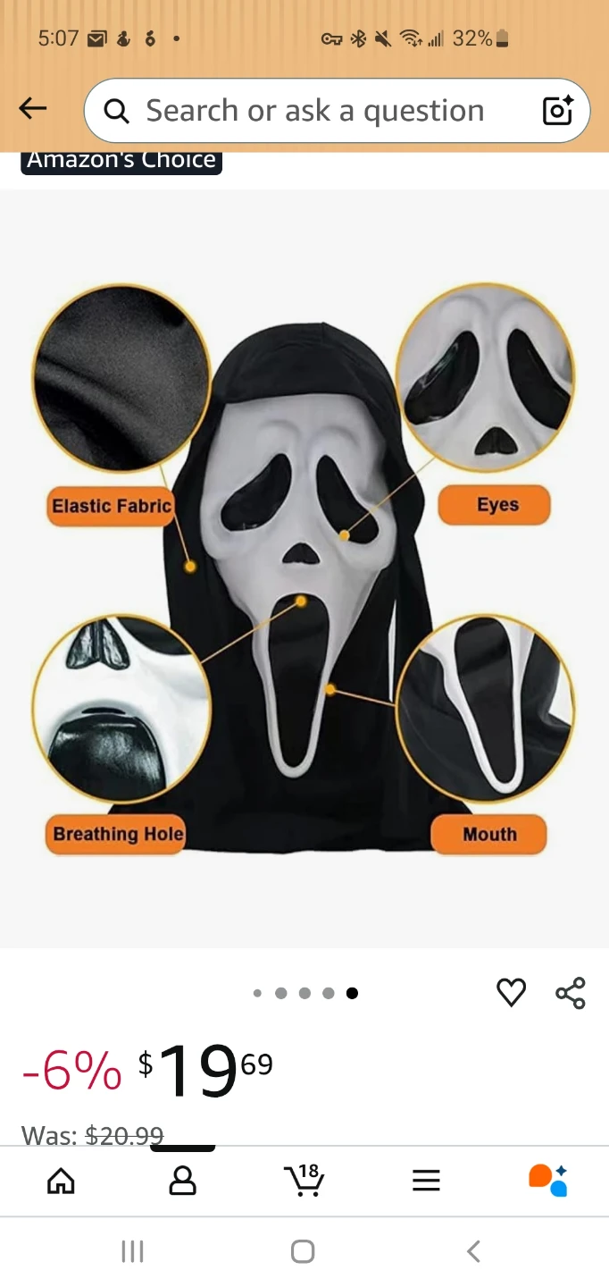 Adult Halloween Scream Mask...New - photo 2