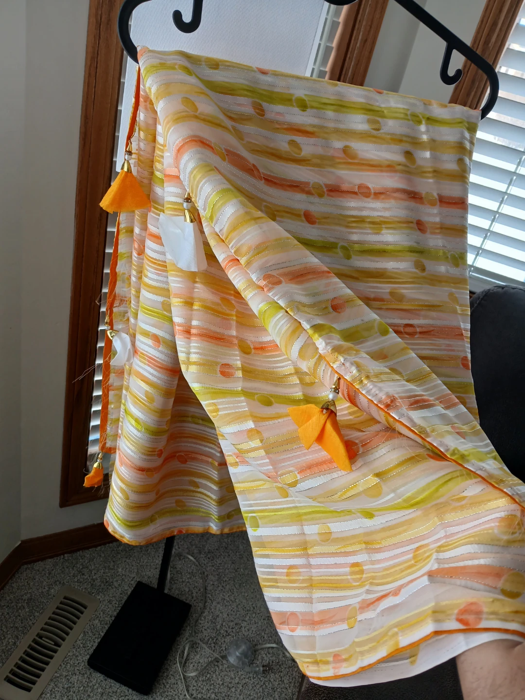 Striped Saree with Tassels - photo 2