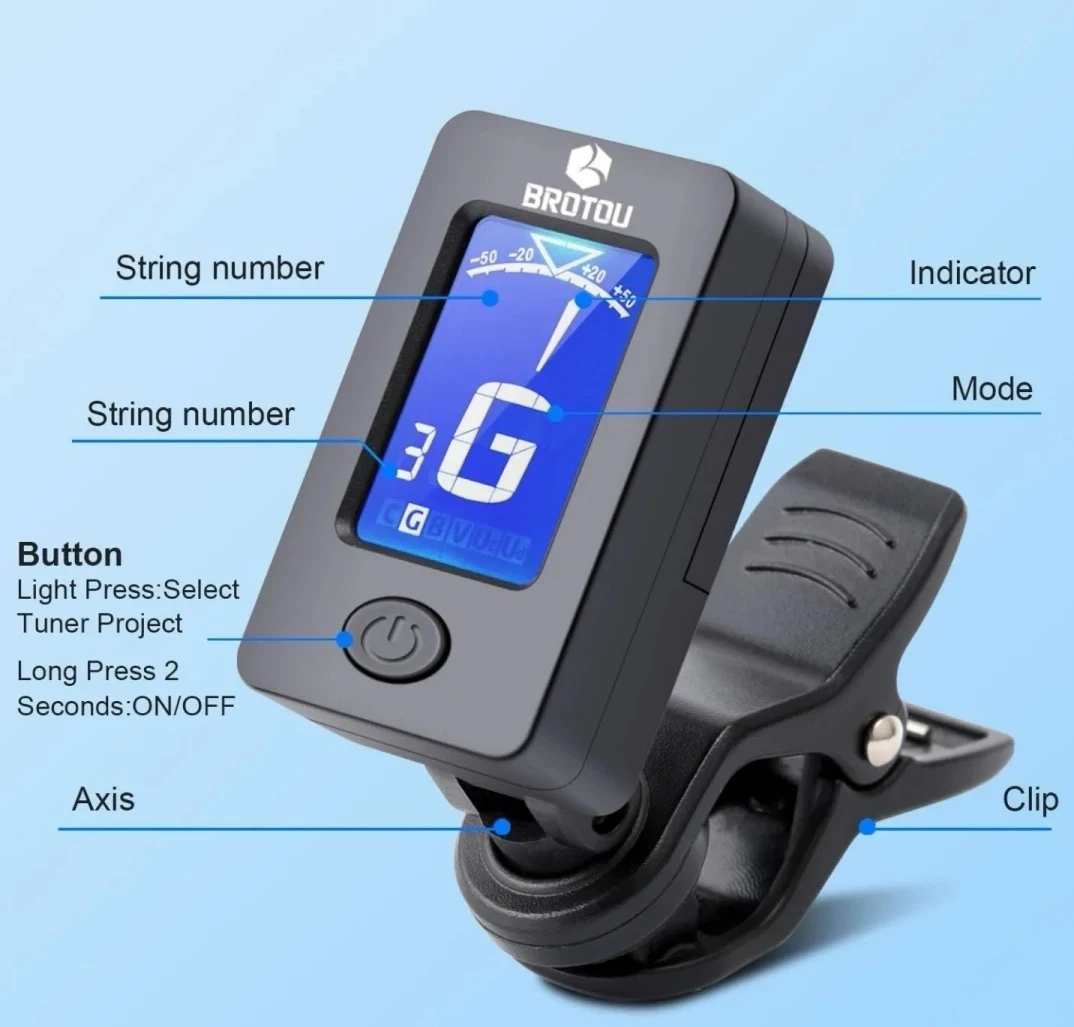 Brotou Clip-On Digital Electronic Guitar Tuner - photo 5