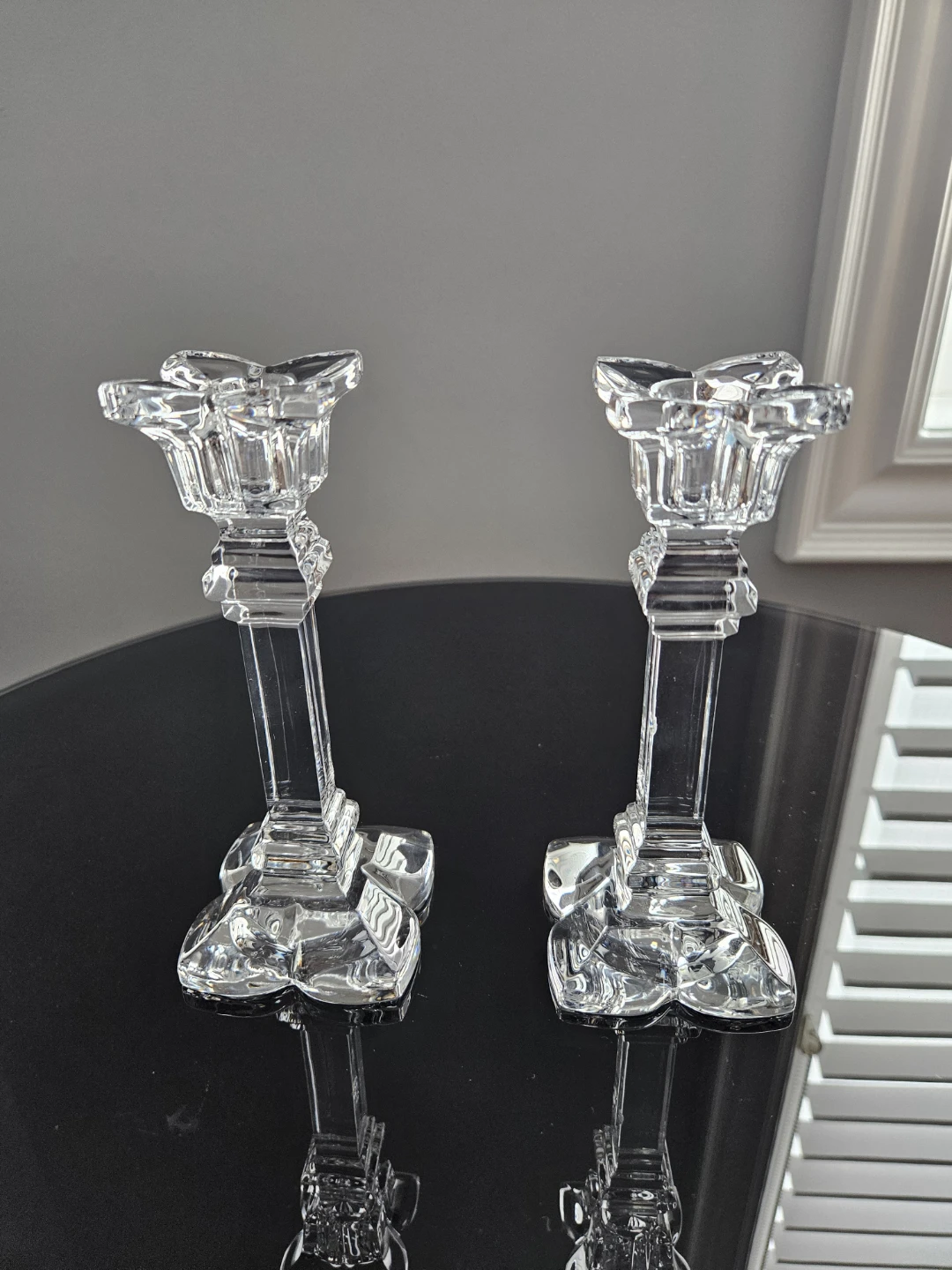 2 Crystal Flower Petal Candle Stick Holders