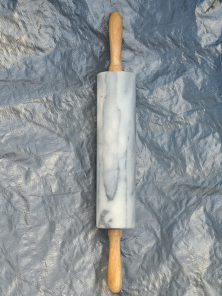 Marble Rolling Pin with Wooden Handles
