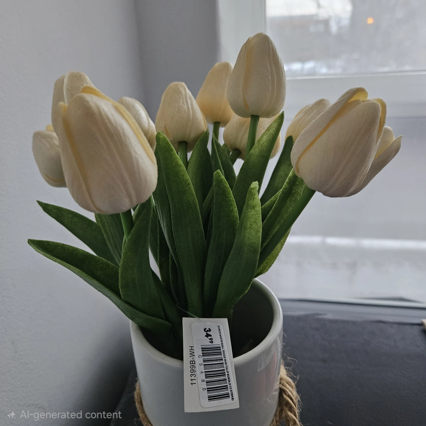 Tonic Blooms White Ceramic Vase with Faux Tulips 🏆 - photo 4