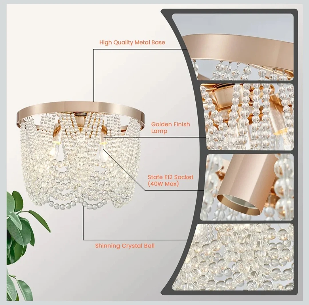 Round Crystal Chandelier Modern Flush Mount ...