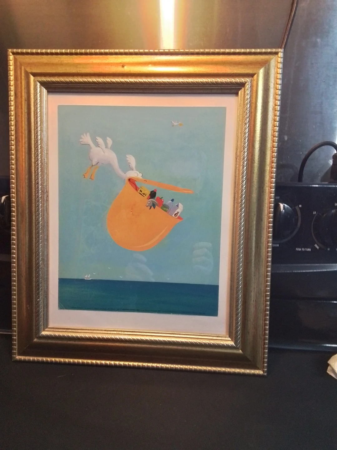 Framed "Pelican Delivering Goods" Art Print