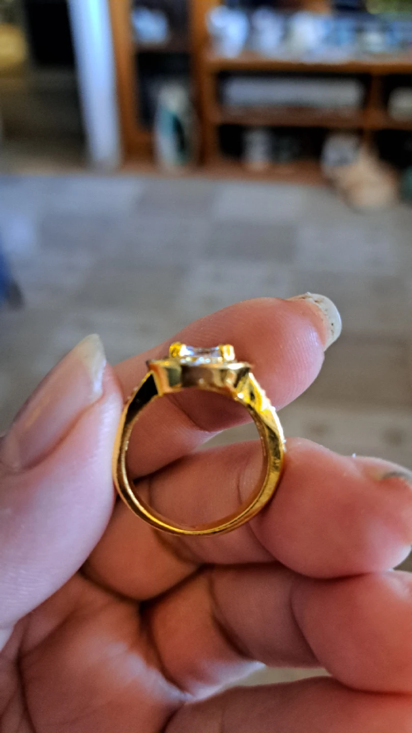 Gold-tone engagement ring with clear stones - photo 5