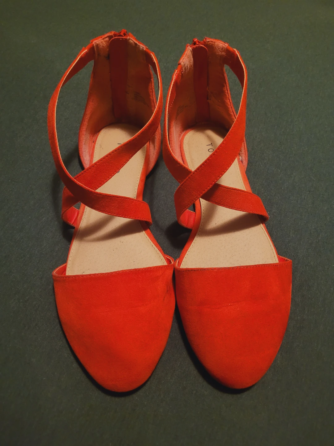 Red Suede Criss-Cross Sandals