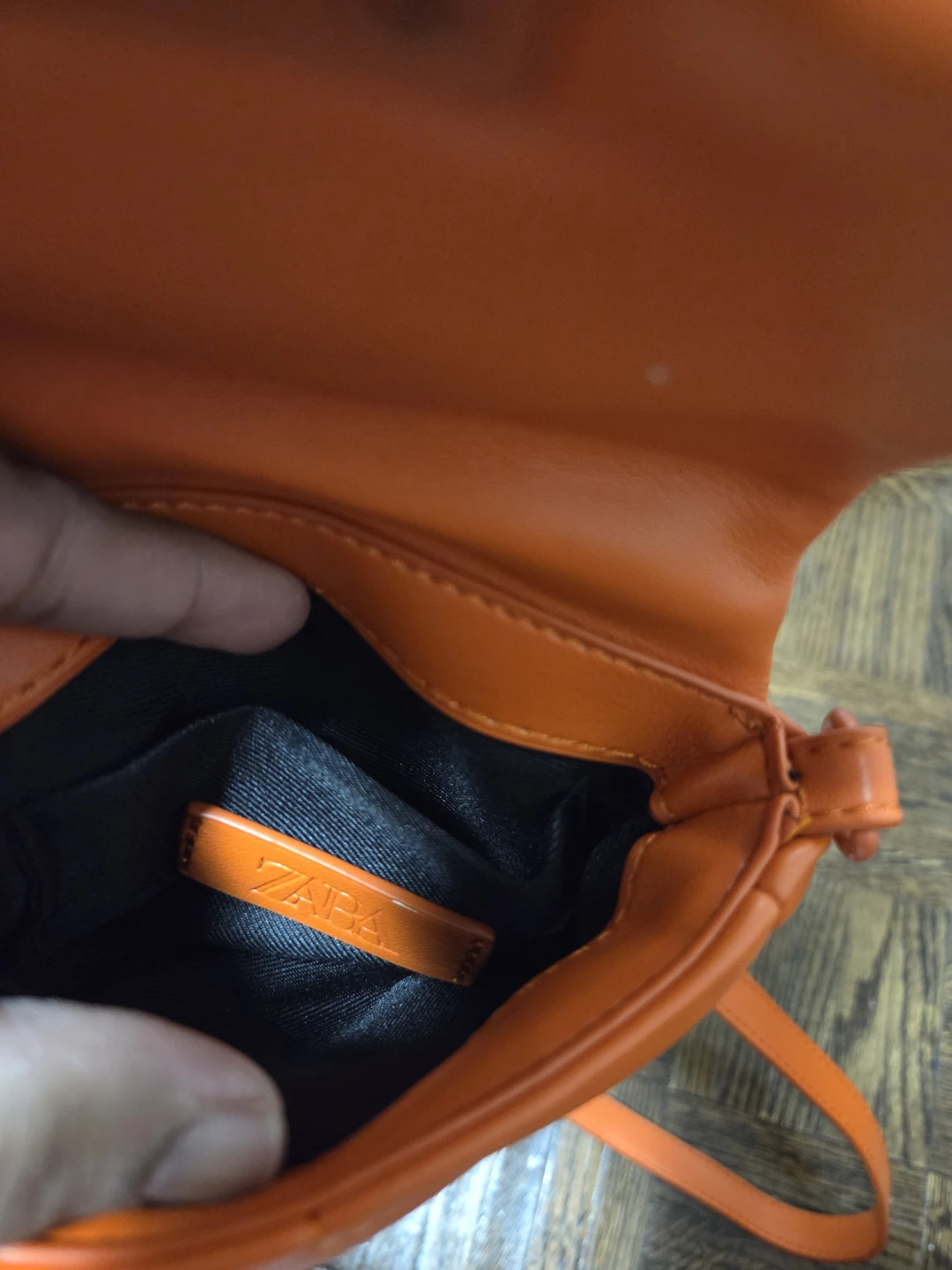 Zara Orange Quilted Crossbody Bag with Chain - photo 2