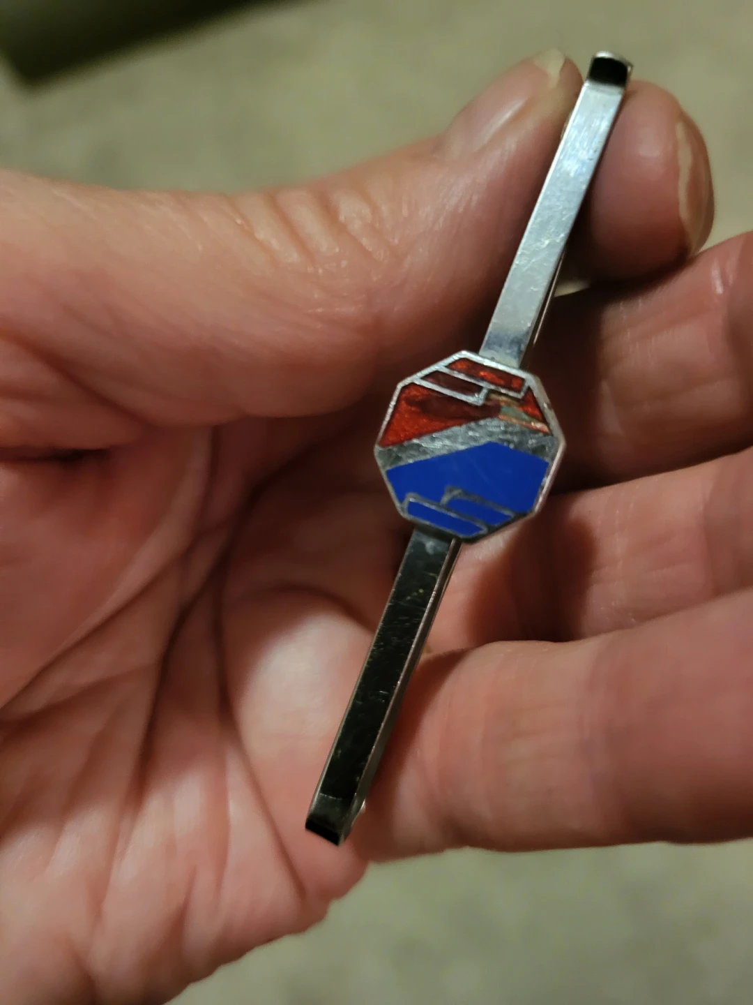 Vintage Tie Clip with Geometric Inlay