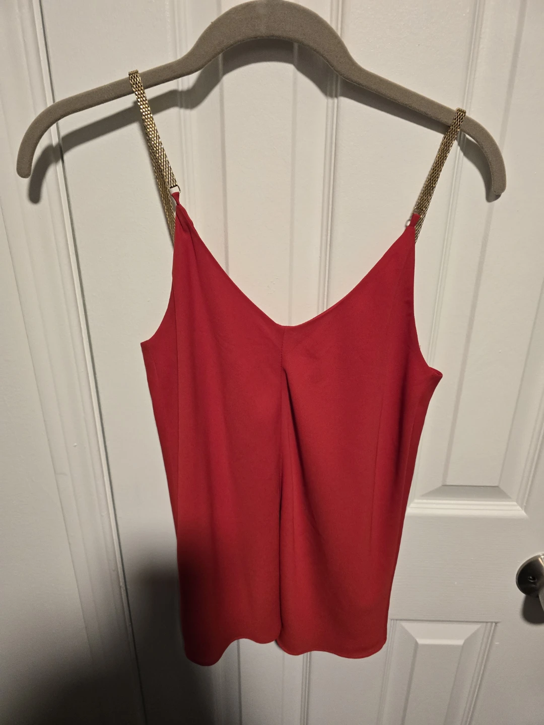 Express Red Cami with Gold Chain Straps