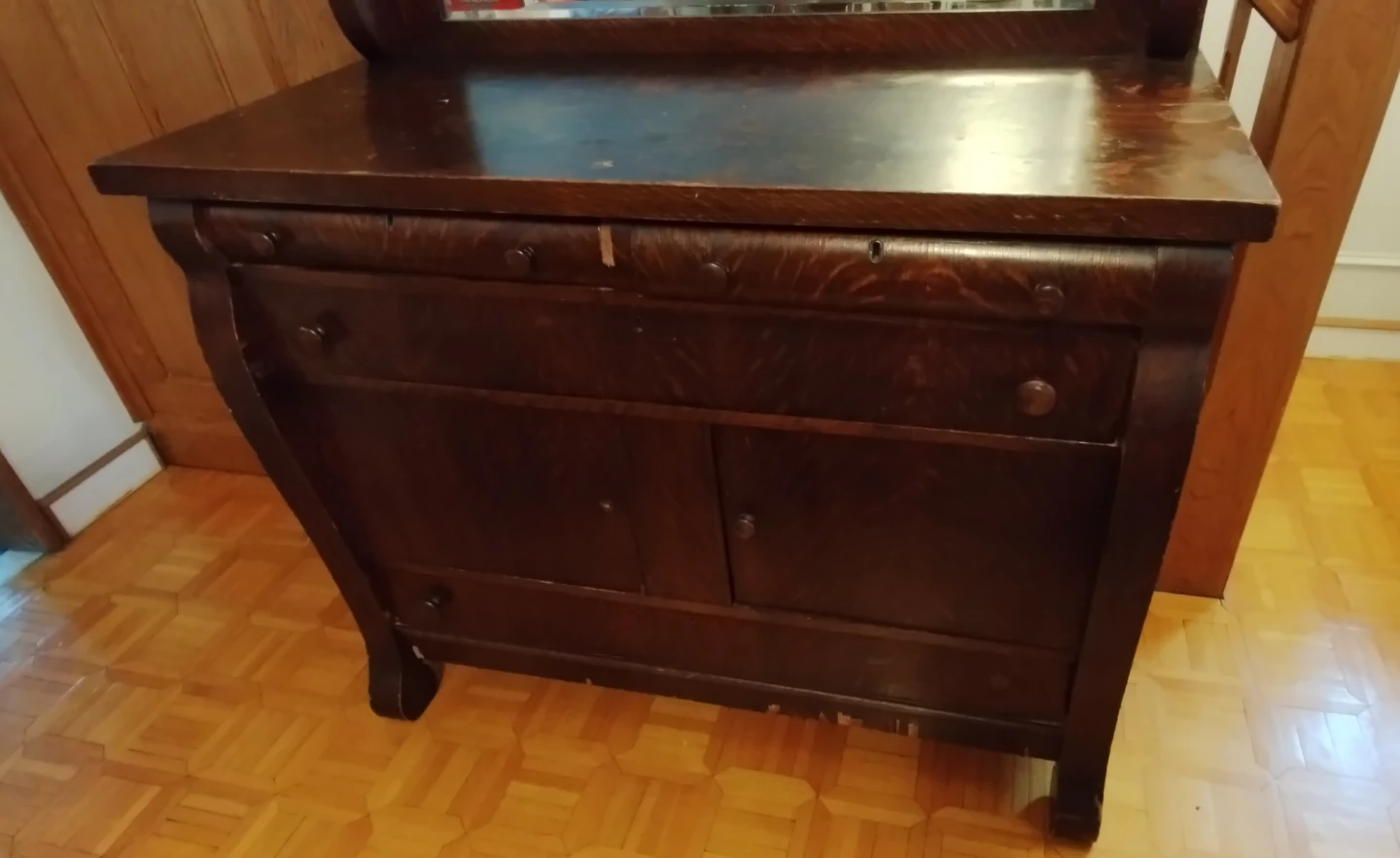 Antique Wooden Dresser with Mirror - photo 5