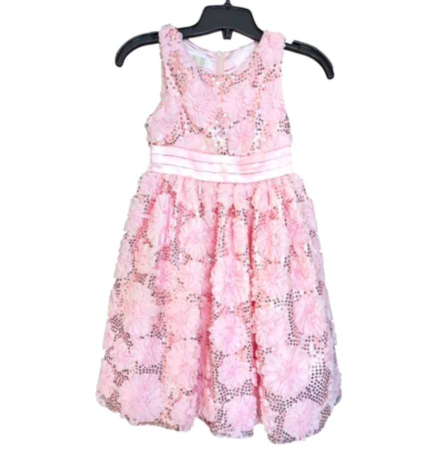 Pink Sequin Flower Dress