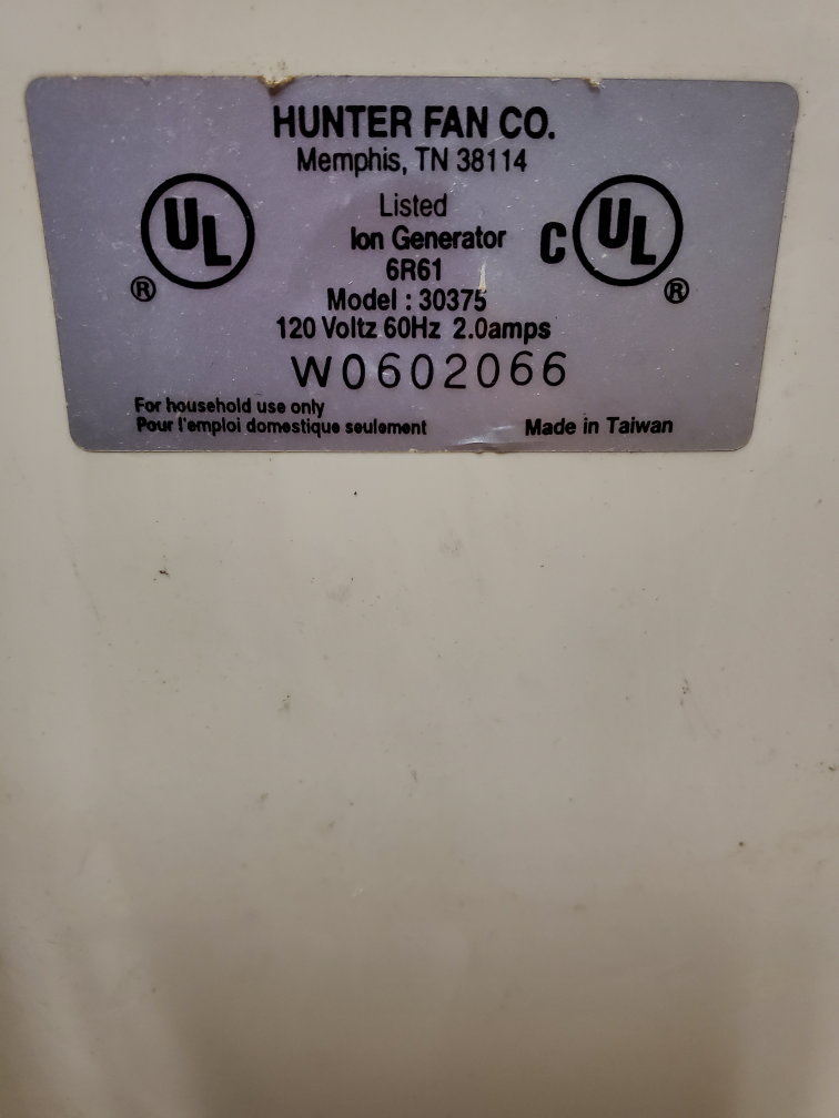 Hunter Fan Co. Ion Air Purifier Model 30375 - photo 3