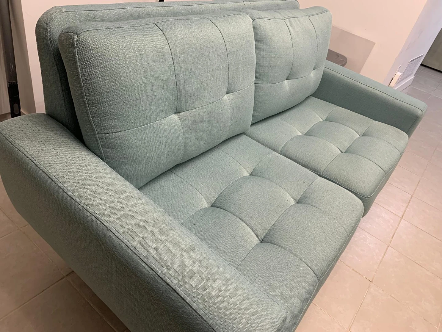 Light Blue Tufted Loveseat Sofa - photo 3