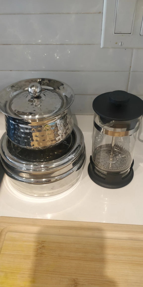 Stainless Steel Serving Bowls and French Press