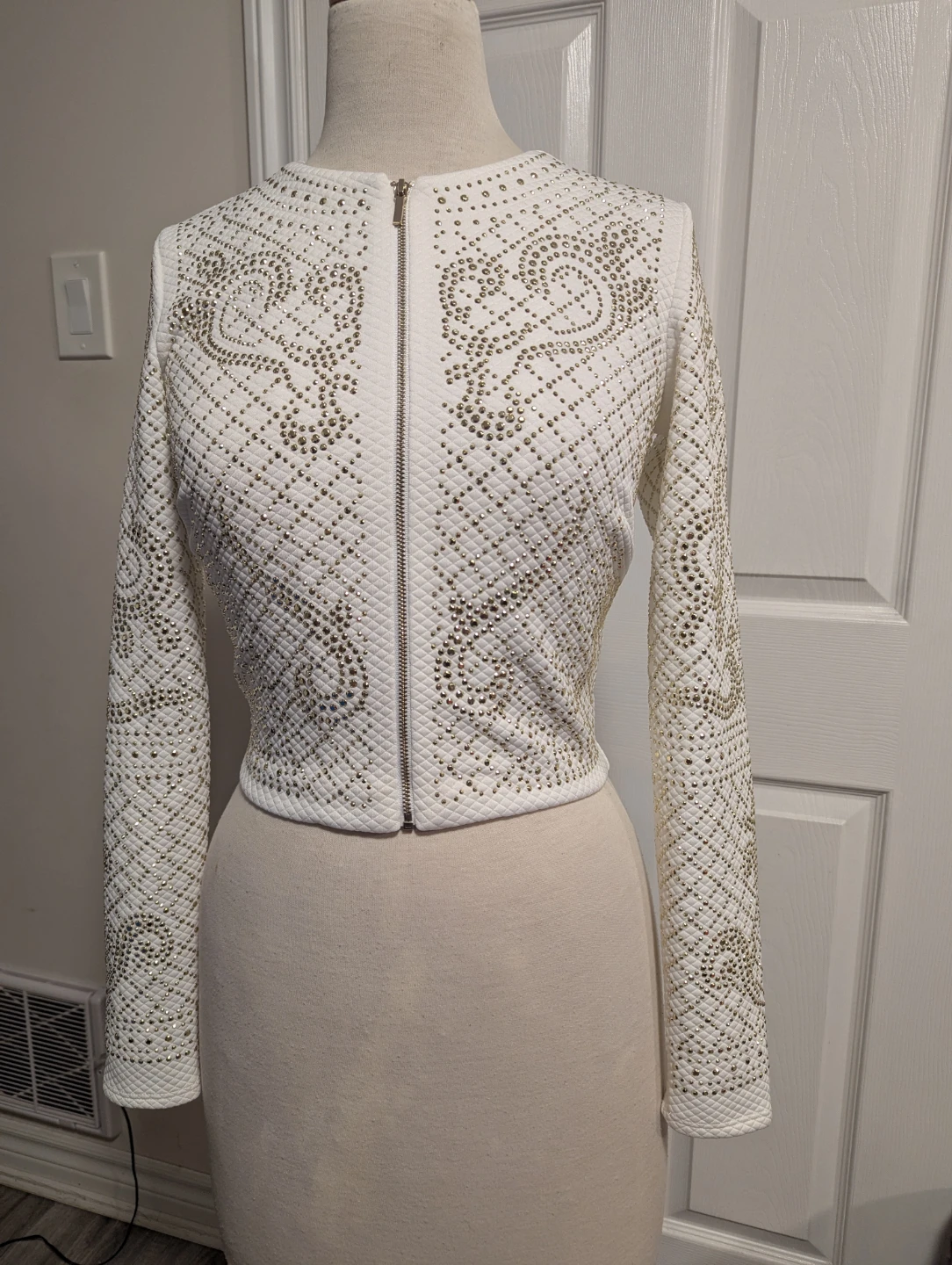 Bebe White Embellished Cropped Jacket