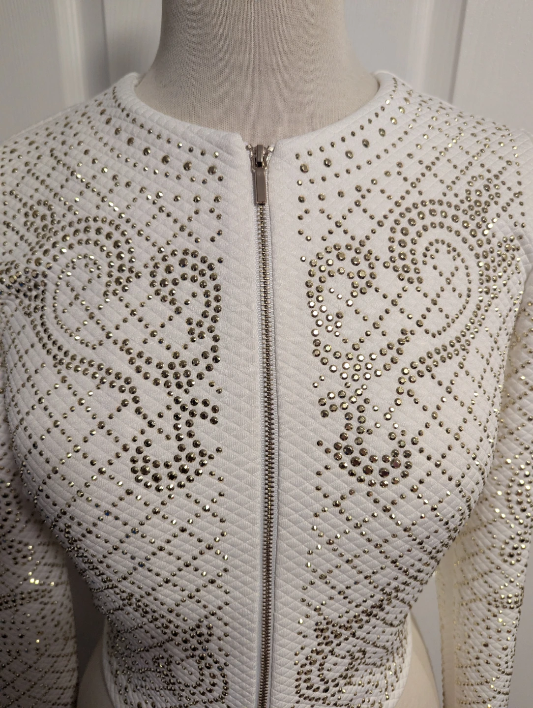 Bebe White Embellished Cropped Jacket - photo 4