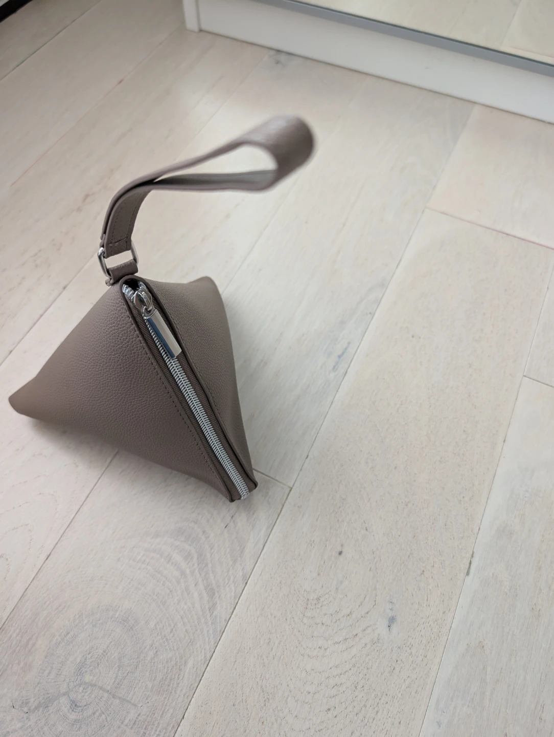 Grey Faux Leather Triangle Clutch Wristlet - photo 2