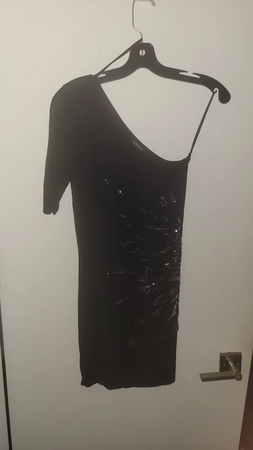 Black One-Shoulder Sequin Dress - photo 2