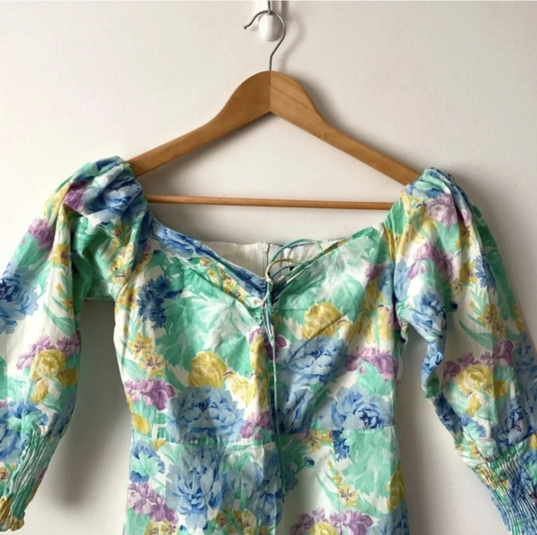 ZARA Floral Puff Sleeve Mini Dress - 100% cotton - photo 3