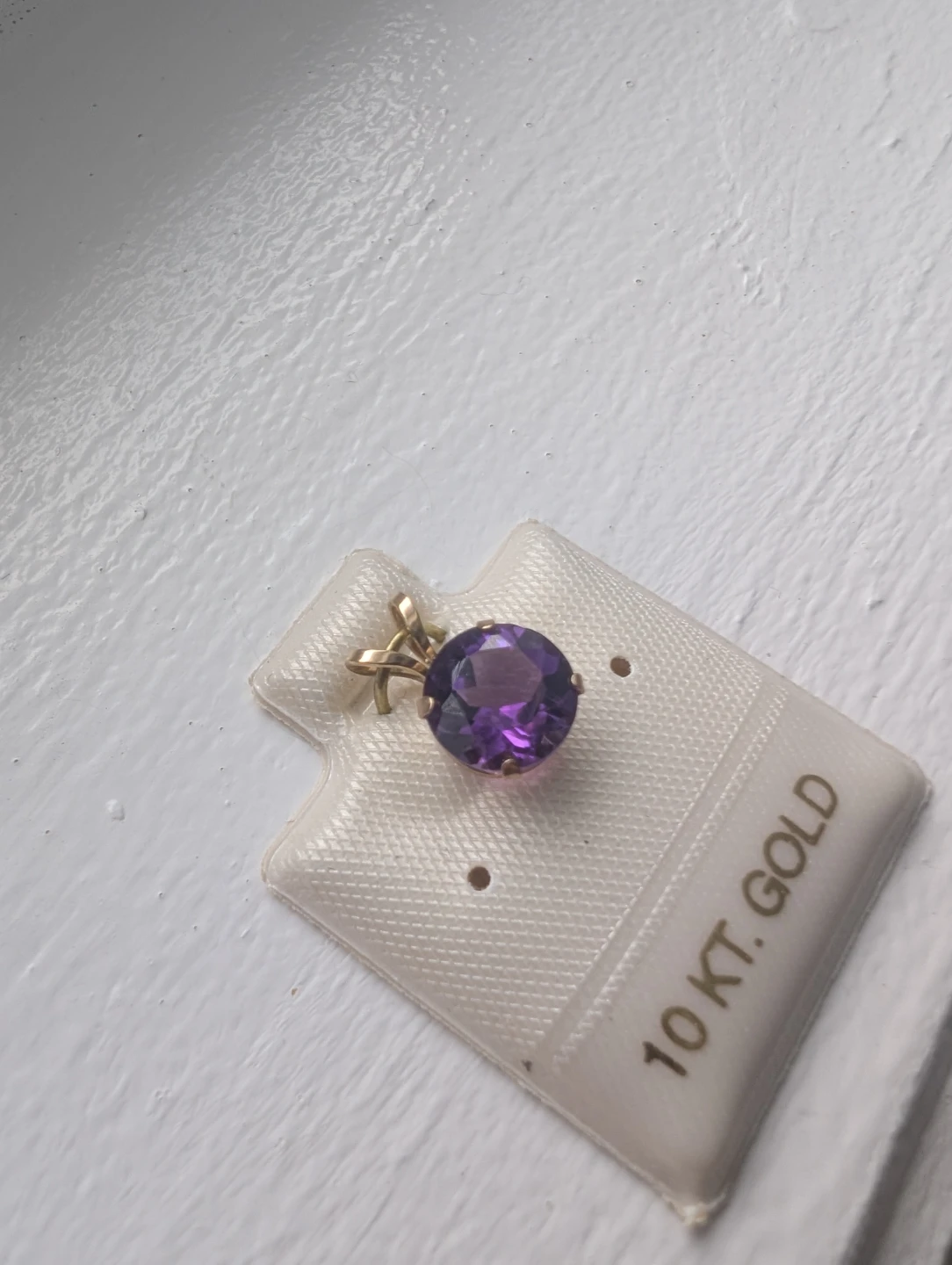 Brand New 10K Yellow Gold Amethyst Pendant For Sale - photo 4