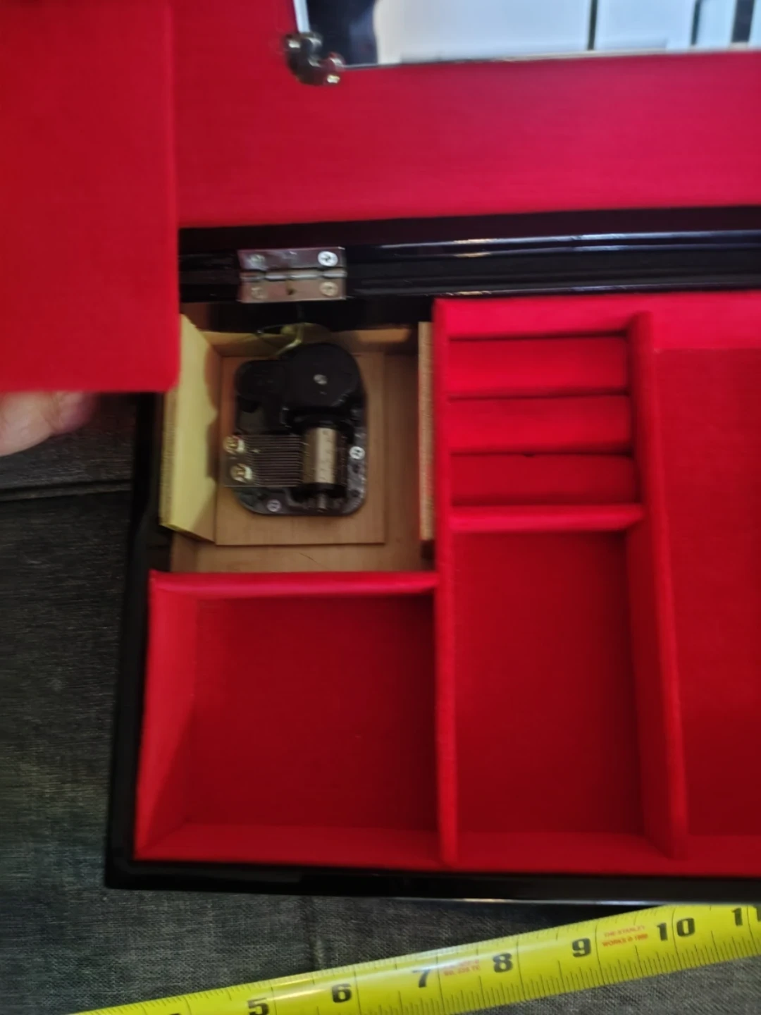 Black Music Box with Floral Design and Mirror - photo 3