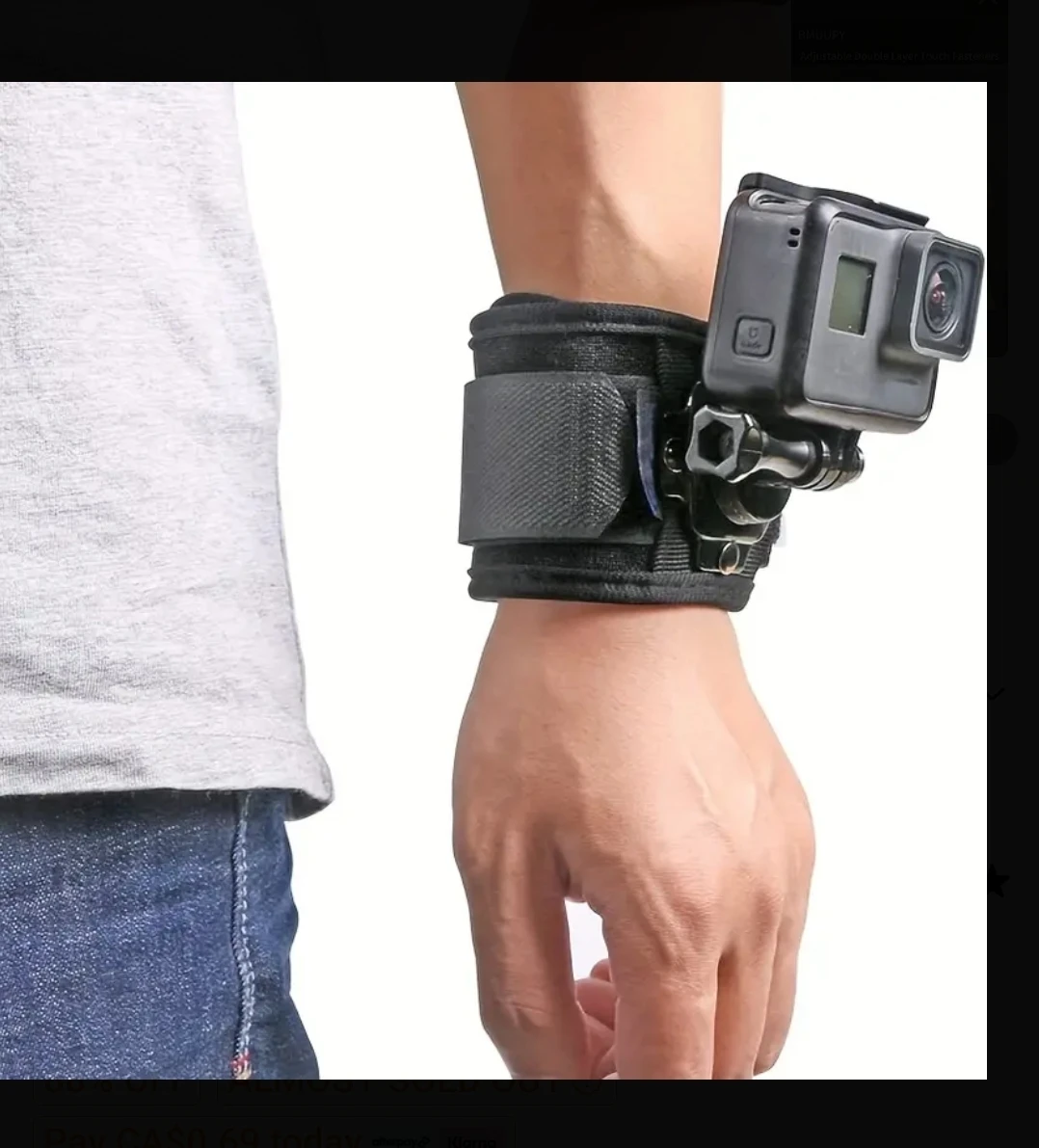 Wrist Strap Mount for Action Cam, Ski Snowboard ebike