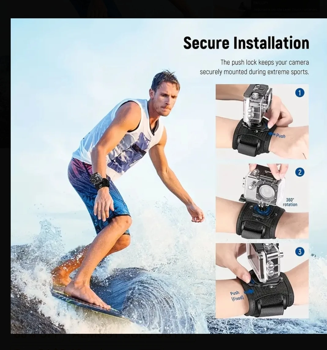 Wrist Strap Mount for Action Cam, Ski Snowboard ebike - photo 4