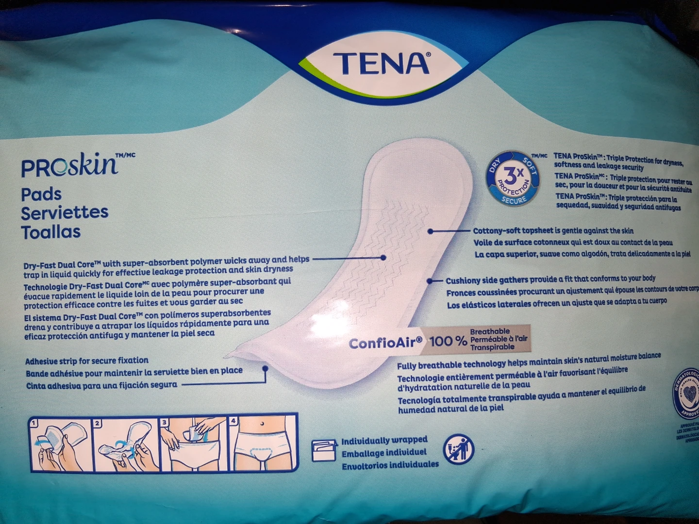 Tena ProSkin Moderate Long Pads - 60 Count