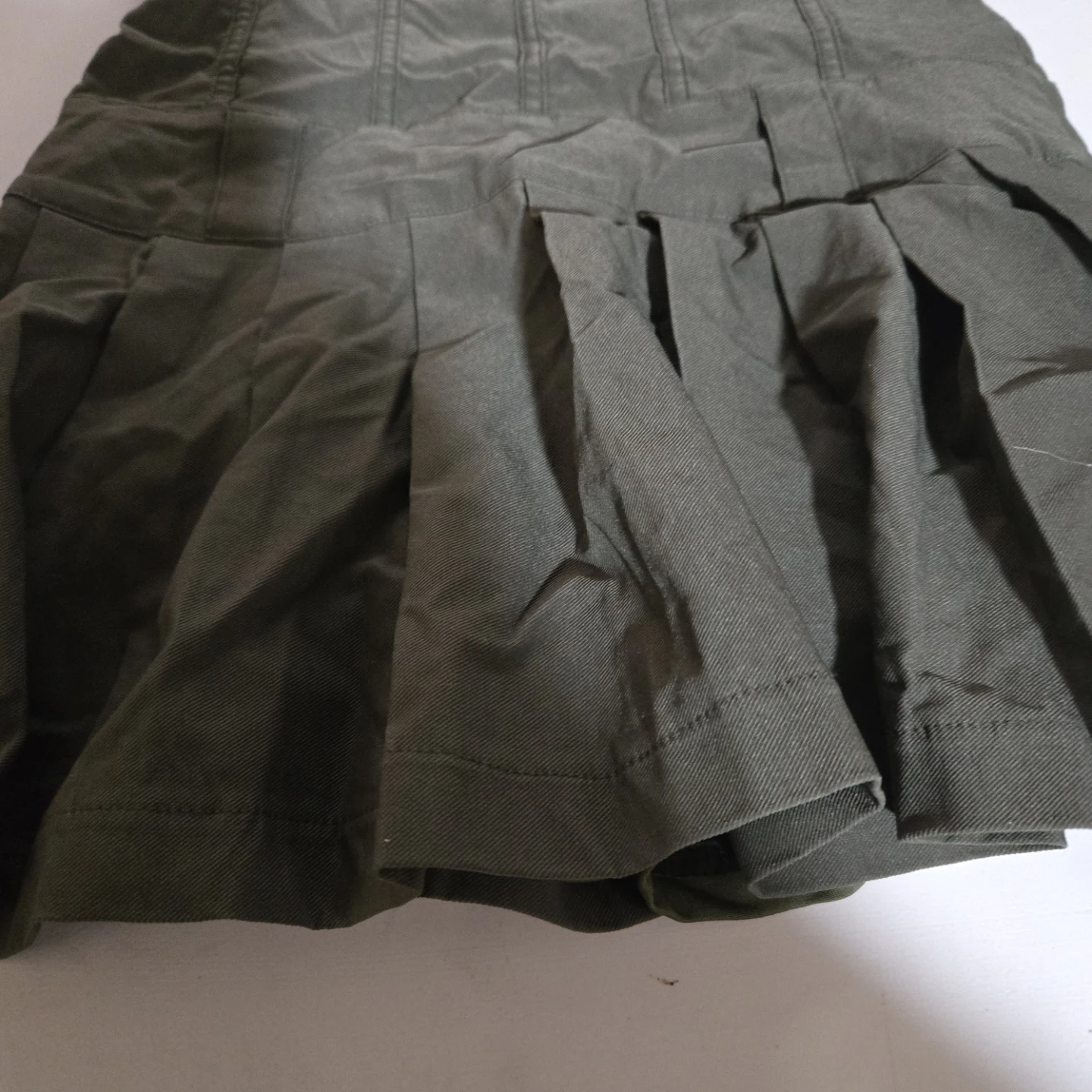 Olive Green Pleated Skater Skirt with Built-in Shorts - photo 3