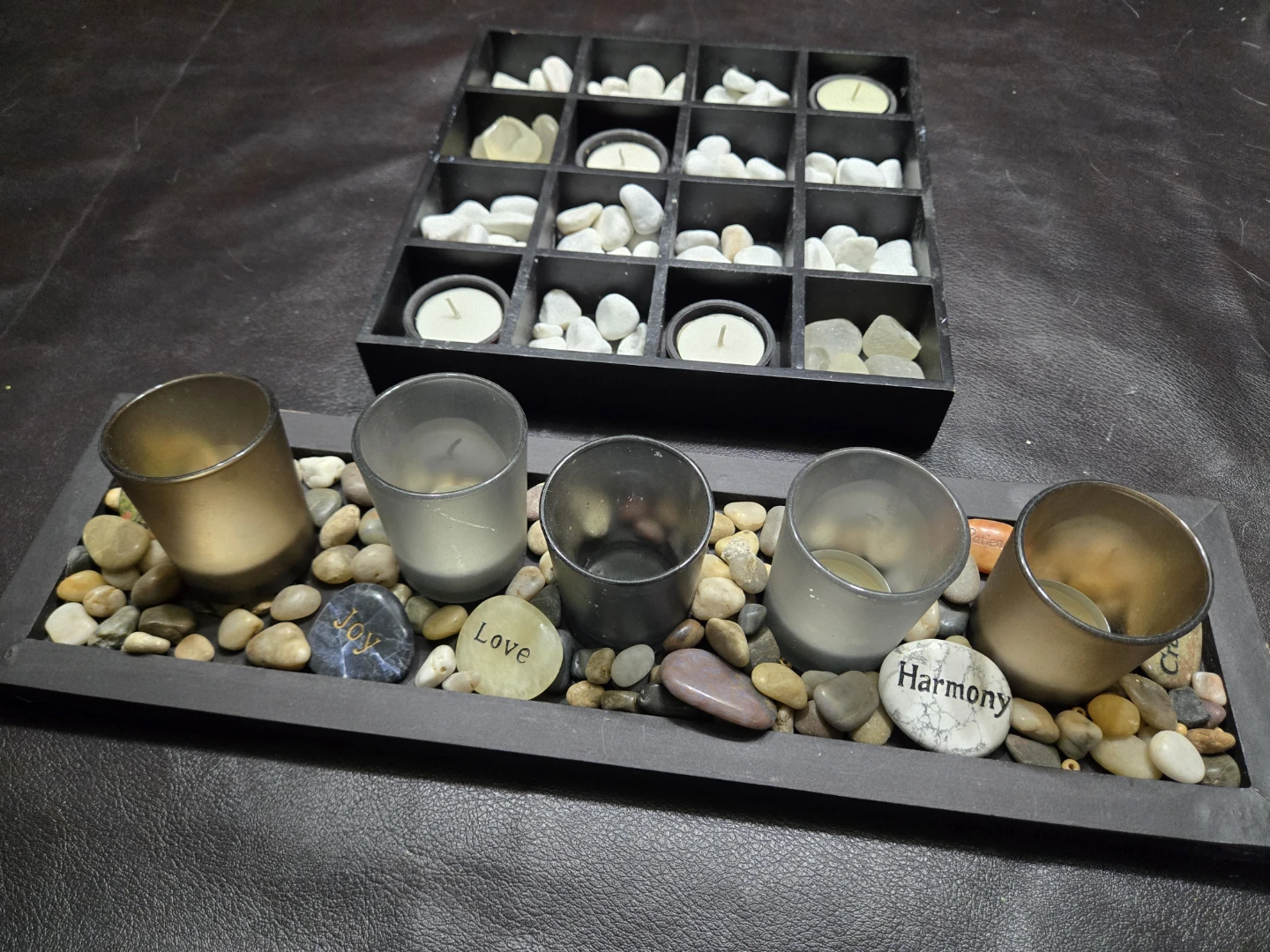 Candle Holder Set with Decorative Stones