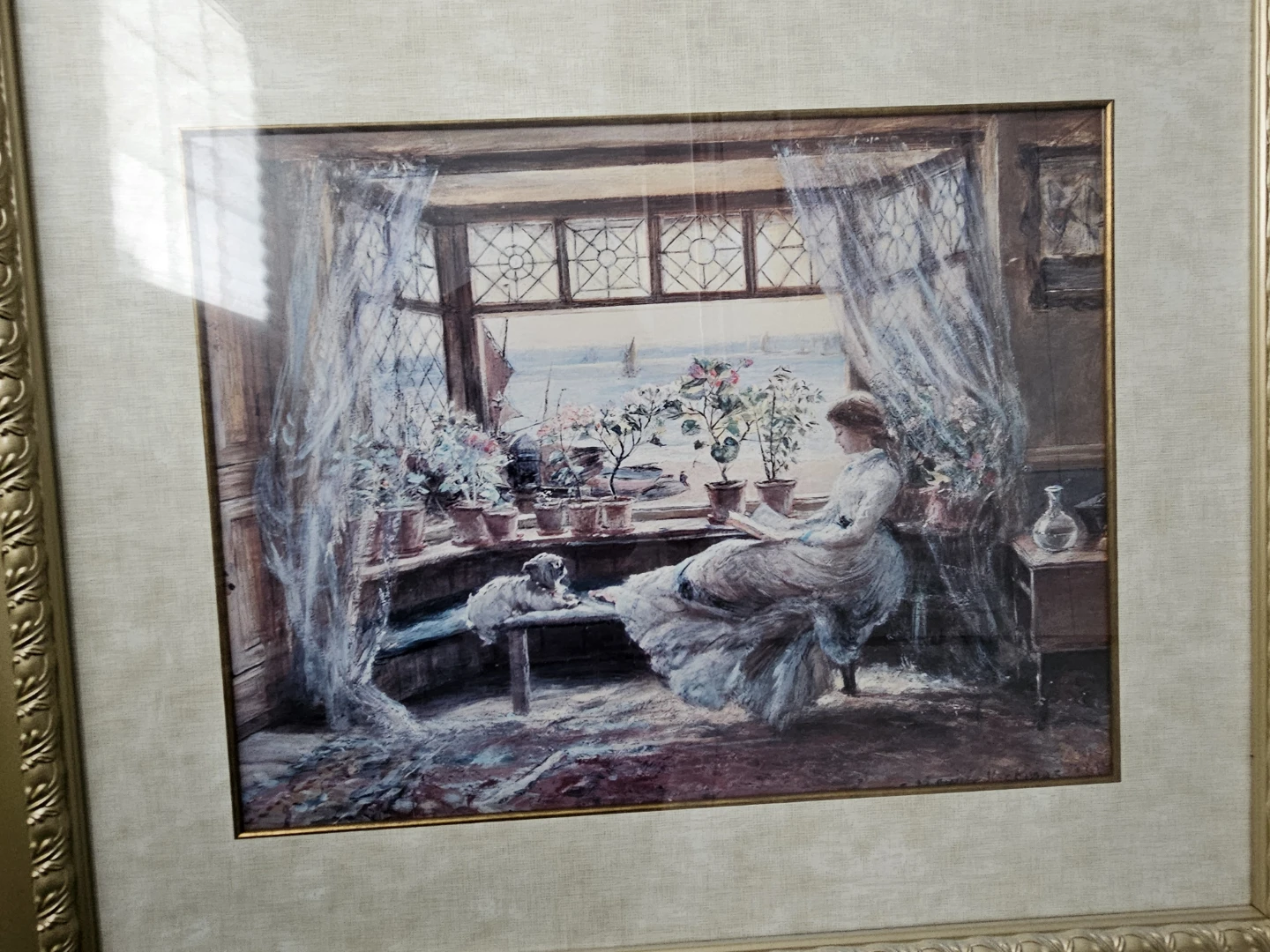 Reading by the Window by Charles James Lewis Framed Print - photo 3