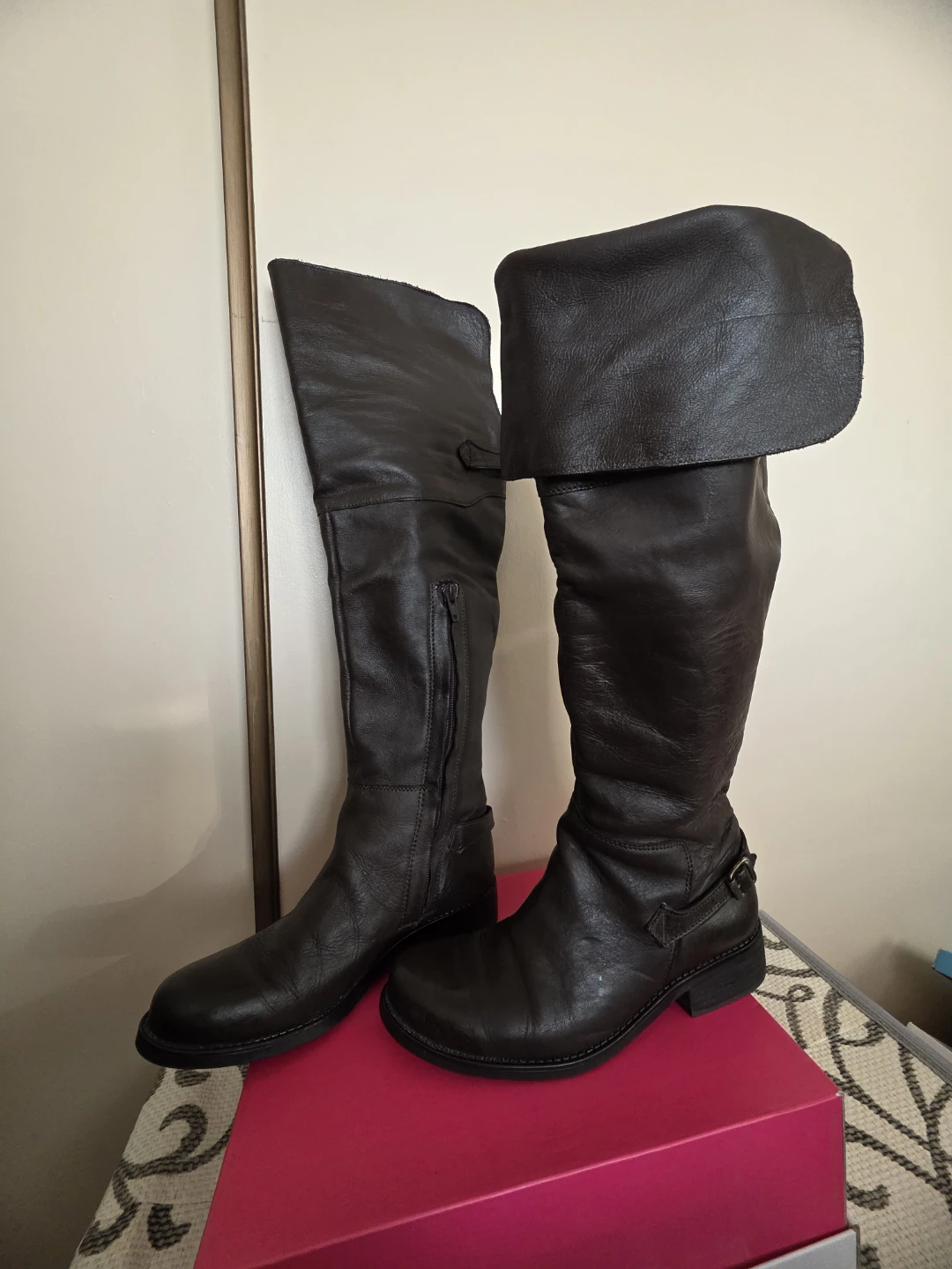 Brown Leather Knee-High Boots - photo 2