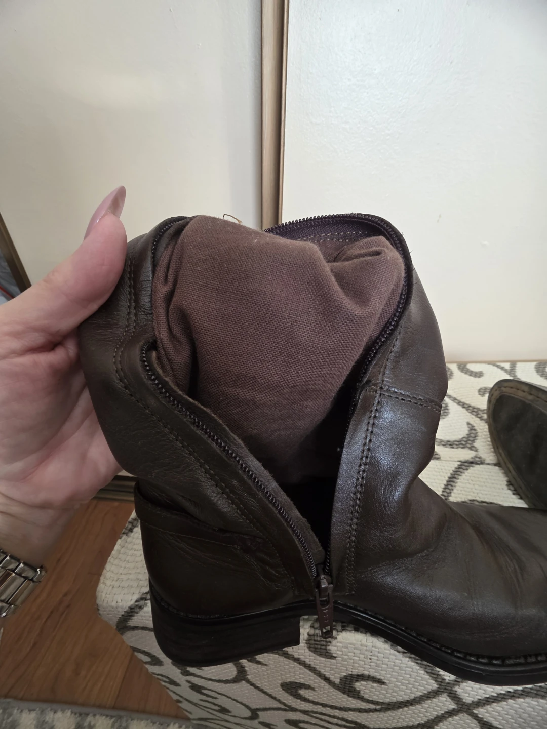 Brown Leather Knee-High Boots - photo 5