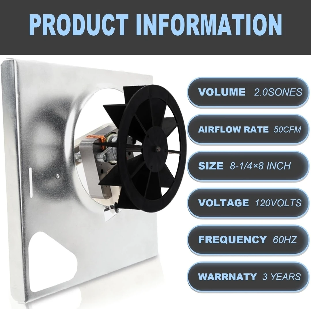Fan Motor Upgrade Replacement 8" x 8-1/4" 50 CFM - photo 5