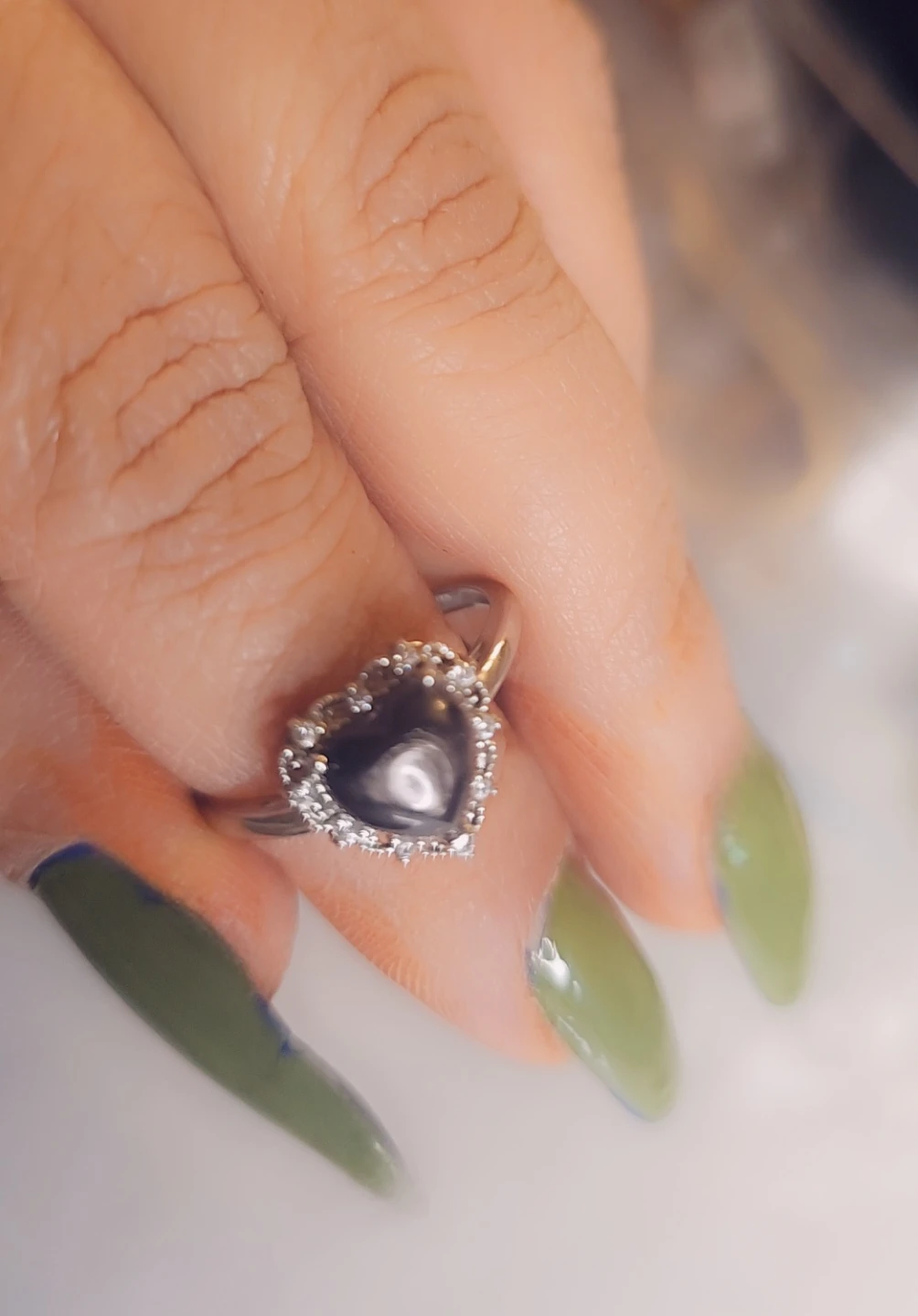Valentine black obsidien crystal Heart Ring - photo 3