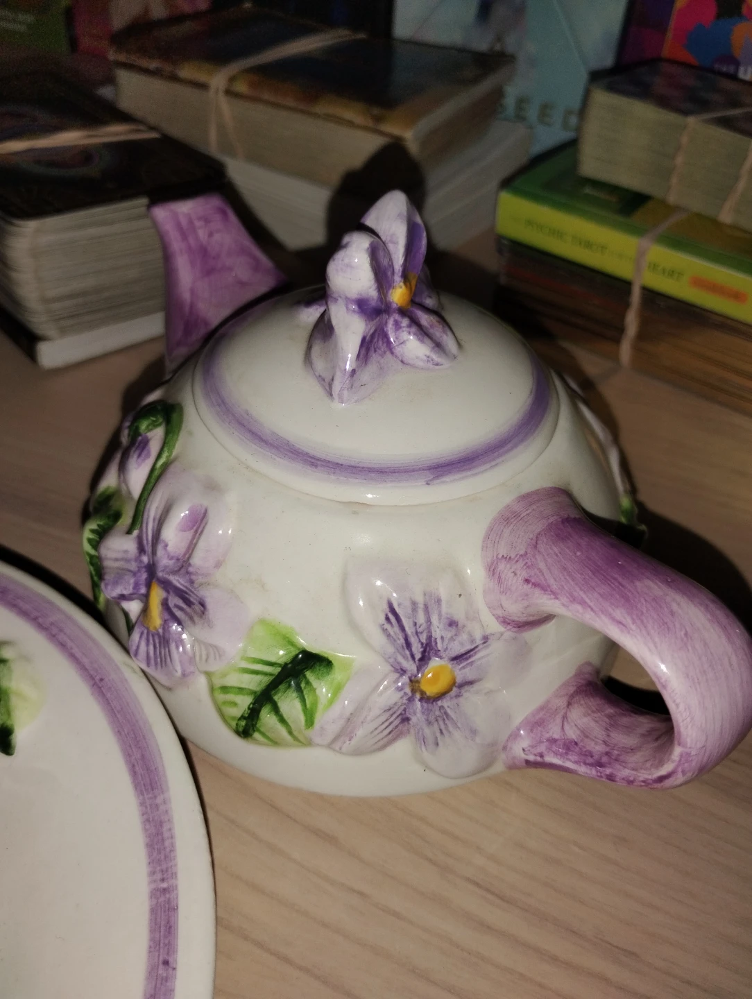 Vintage Violet Teacup, Saucer, and Mini Teapot Set - photo 3