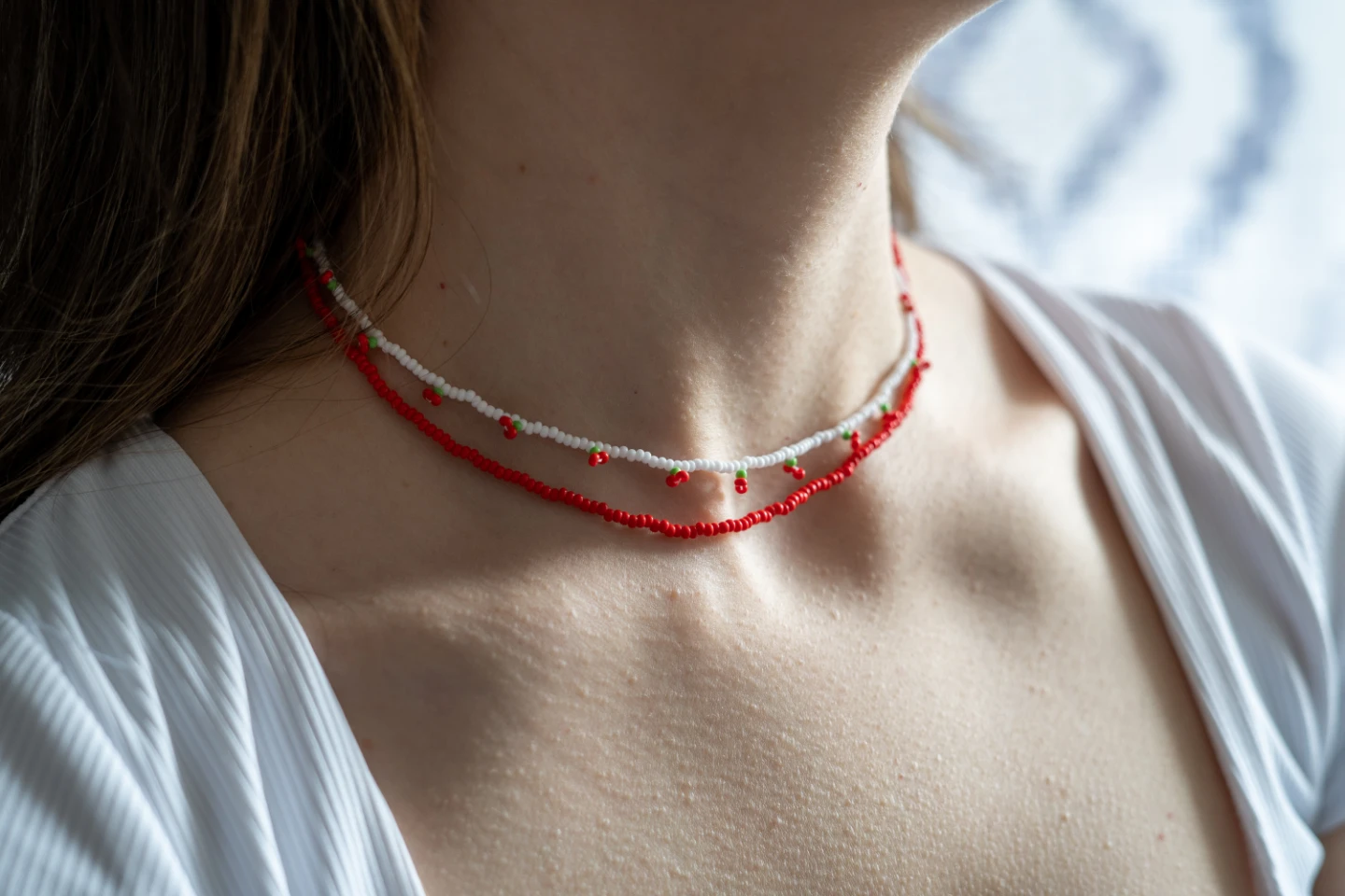 Beaded Cherry Necklace Set