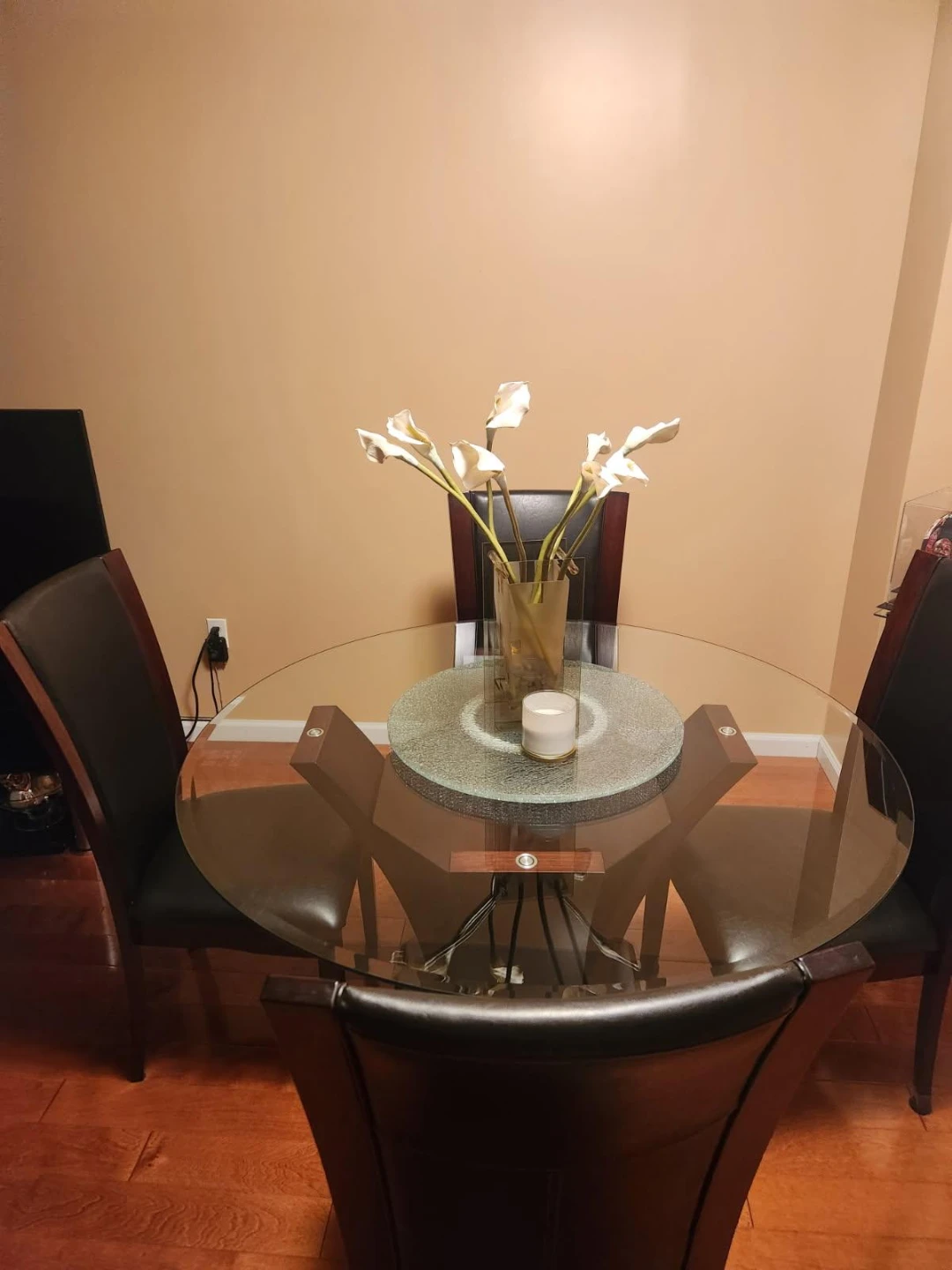 Round Glass Dining Table with 4 Chairs - photo 4