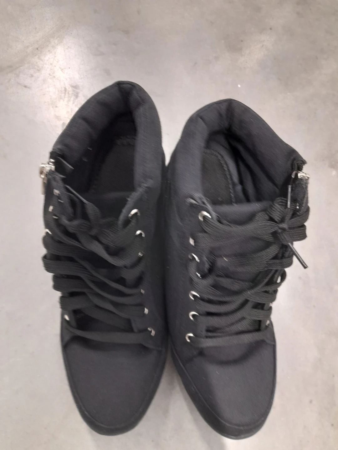 Black Canvas High-Top Wedge Sneakers 8.5-9 - photo 5
