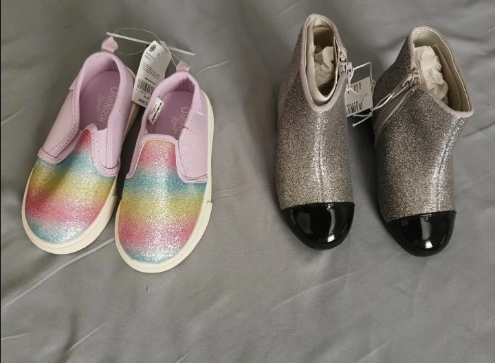 Girls Rainbow Glitter Slip-On Shoes & Silver Boots